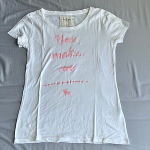 Abercrombie & Fitch White Tee with Pink Graphic